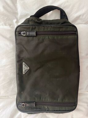 Vintage Prada Tessuto Nylon Double Zip Travel Case / Toiletry Bag